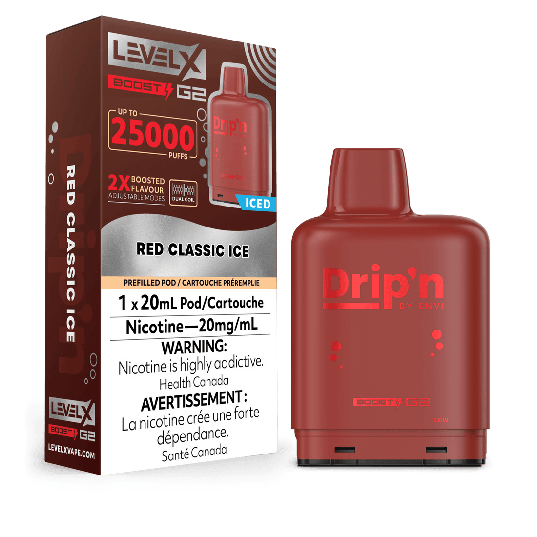 Drip’n LevelX Boost G2 pod Red Classic Ice 20mg/mL (provincial)