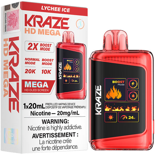 Kraze HD Mega 20K Lychee Ice 20mg/mL disposable (Provincial)