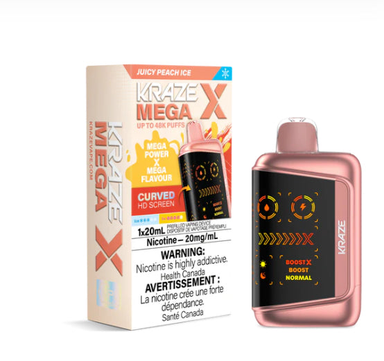 Kraze Mega X 48K Juicy Peach Ice 20mg/mL Disposable (Provincial)