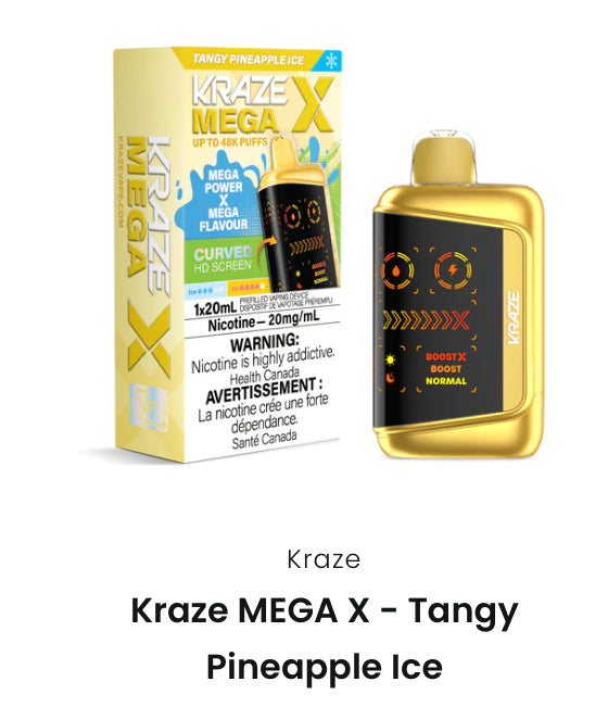Kraze Mega X 48K Tangy Pineapple  Ice 20mg/mL Disposable (Provincial)