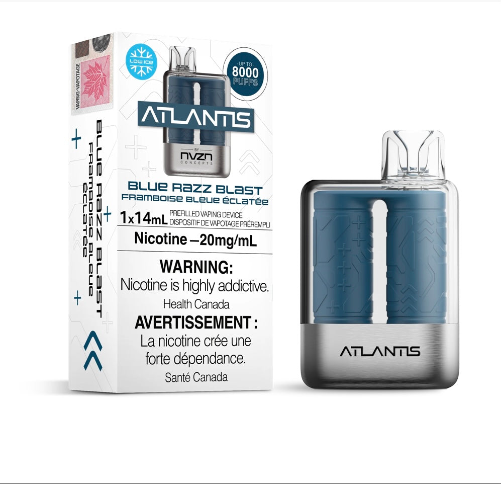 Atlantis By NZVN 8000 Blue razz blast 20mg/mL Disposable