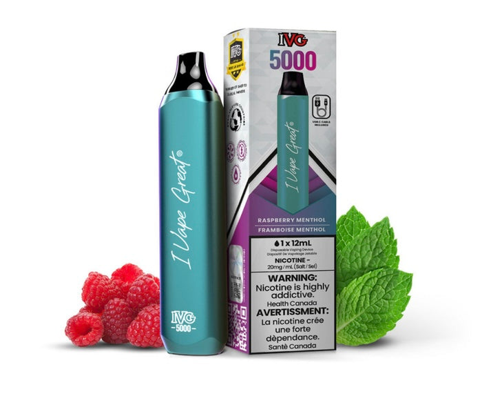 IVG 5000 Raspberry Menthol 20mg/mL Disposable (Provincial)