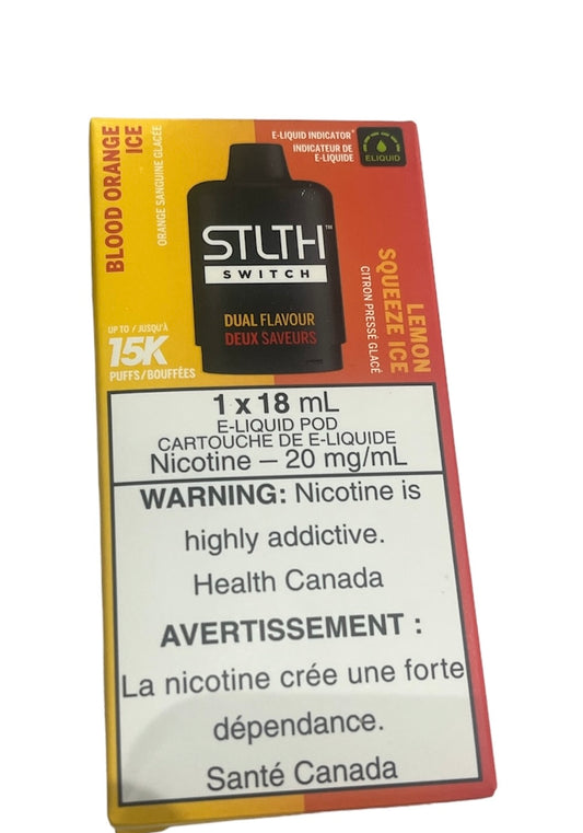 Stlth Switch Pod Blood Orange Ice and Lemon Squeeze Ice 15k puffs 20mg/ml 18ml