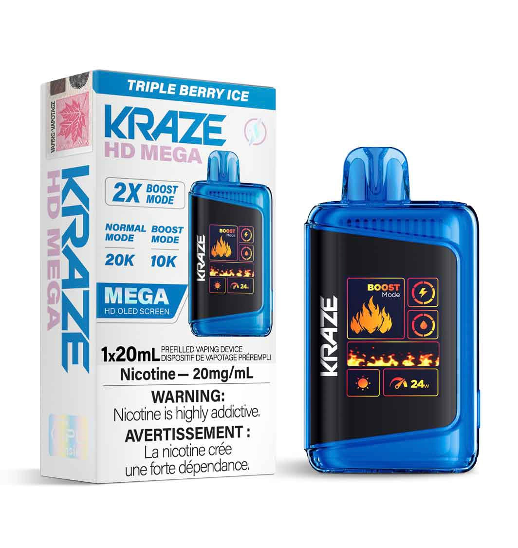 Kraze HD Mega 20K Triple Berry Ice 20mg/mL 20mL disposable