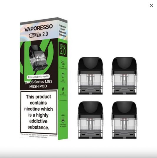 Vaporesso COREX 2.0 Xros Series 1.0 Ohm Mesh Replacement Pods (pack of 4, 2ml  )