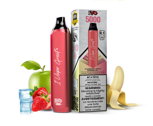 Ivg 5000 strawberry apple banana ice 20mg/mL disposable