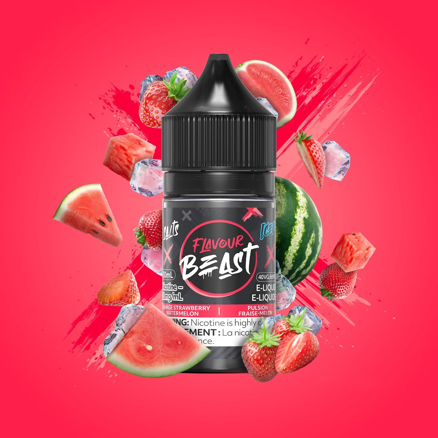 Flavour Beast e-liquid savage strawberry  watermelon iced 20mg/mL 30mL( Provincial)