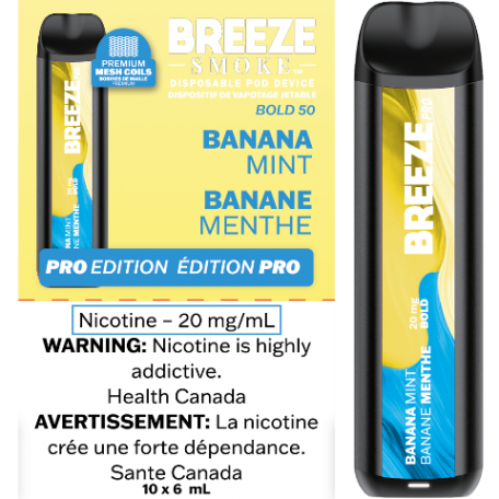 Breeze Pro Synthetic 50 2000 Banana Mint 20mg/mL disposable