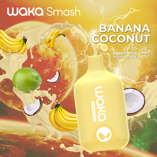 Waka Smash 12mL Banana Coconut 18mg/mL Disposable (Provincial )