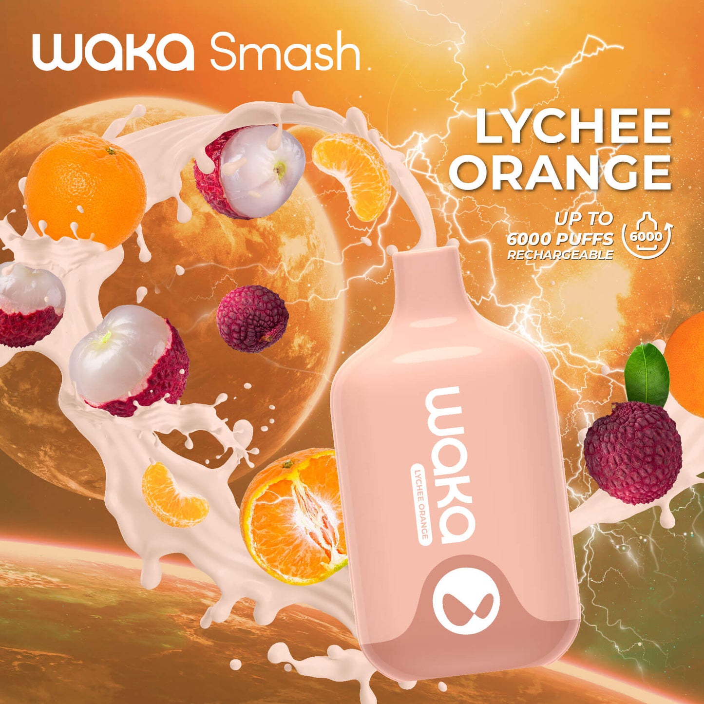 Waka Smash 12mL Lychee Orange 18mg/mL Disposable (Provincial )