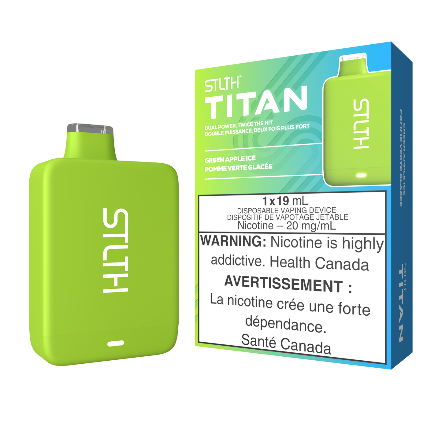 Stlth Titan 10K Green apple ice 20mg/mL disposable