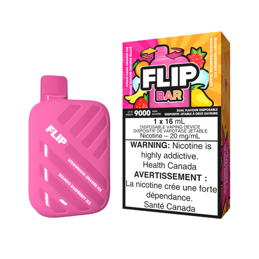 Flip bar 9000 Straw nana orange ice + Mango raspberry ice 20mg/mL disposable (provincial)