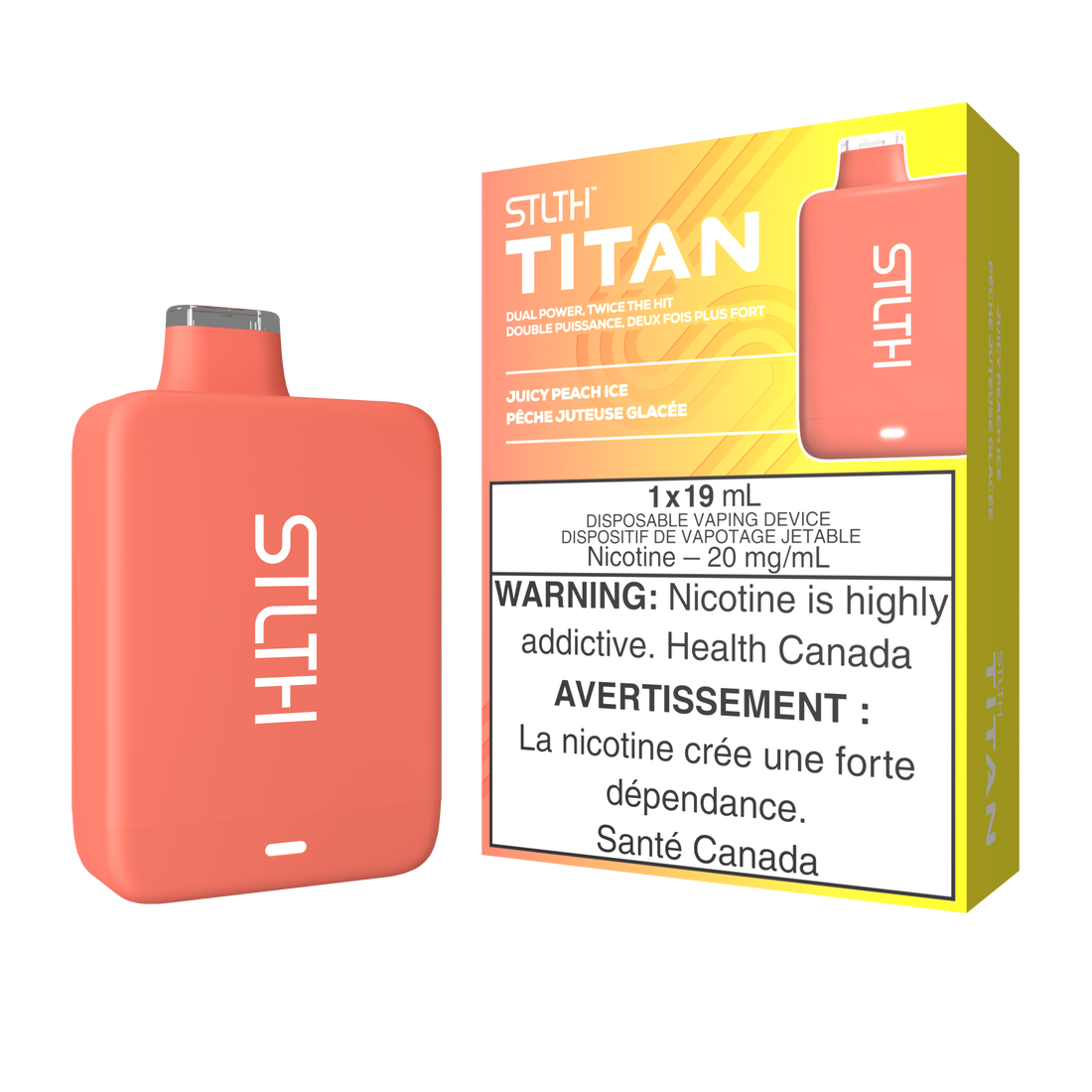 Stlth Titan 10K Juicy peach ice 20mg/mL disposable