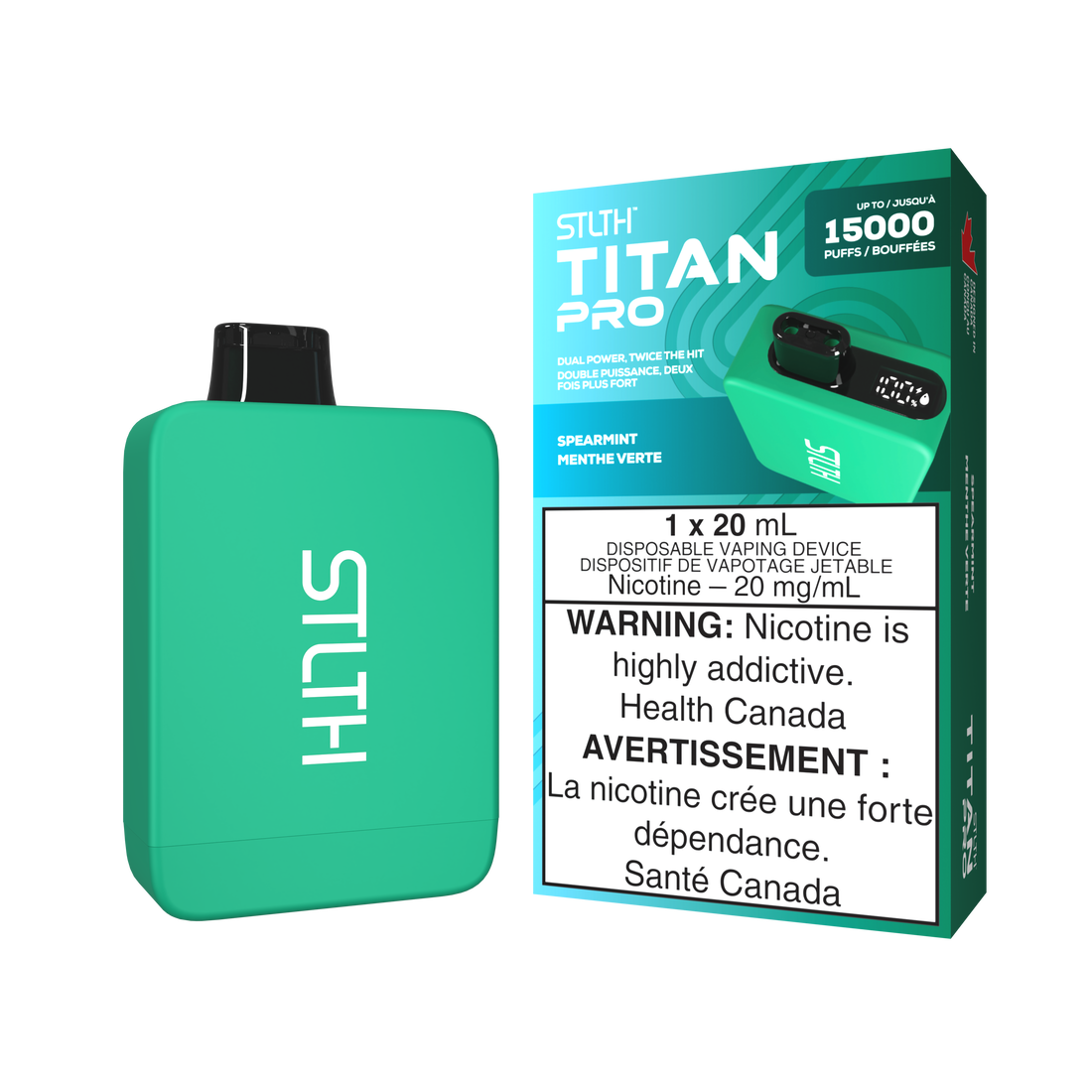 Stlth Titan Pro 15k Spearmint 20mg/mL disposable (provincial)