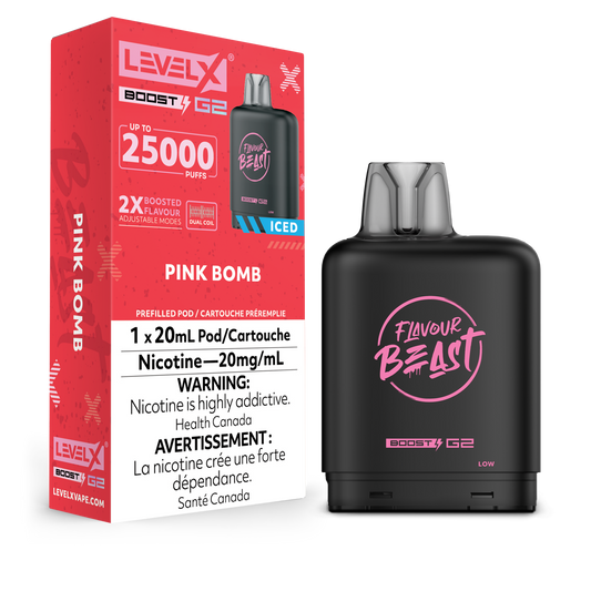 Flavour Beast LevelX pod Boost 25k Pink Bomb Iced 20mg/ml (Provincial)