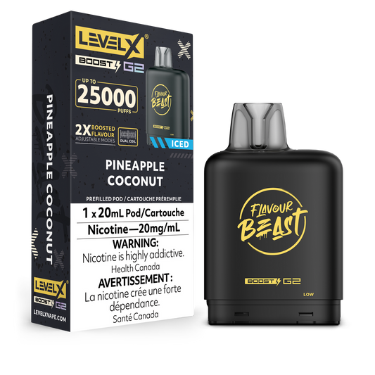 Flavour Beast LevelX pod Boost 25k Pineapple Coconut Iced 20mg/ml (Provincial)