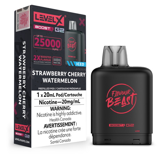 Flavour Beast LevelX pod Boost 25k Strawberry Cherry Watermelon Iced 20mg/ml (Provincial)