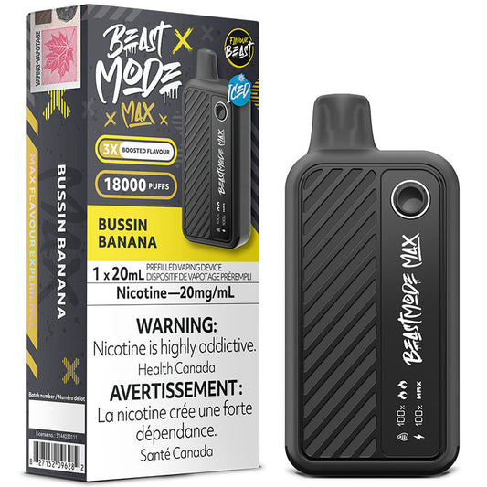 Flavour Beast Mode Max 18K Bussin Banana Iced 20mg/mL Disposable ( Provincial)