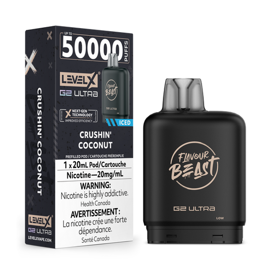 Flavour Beast Level X G2 Ultra Pod 50k Crushin’ Coconut Iced  20mL 20mg/ml (Provincial)