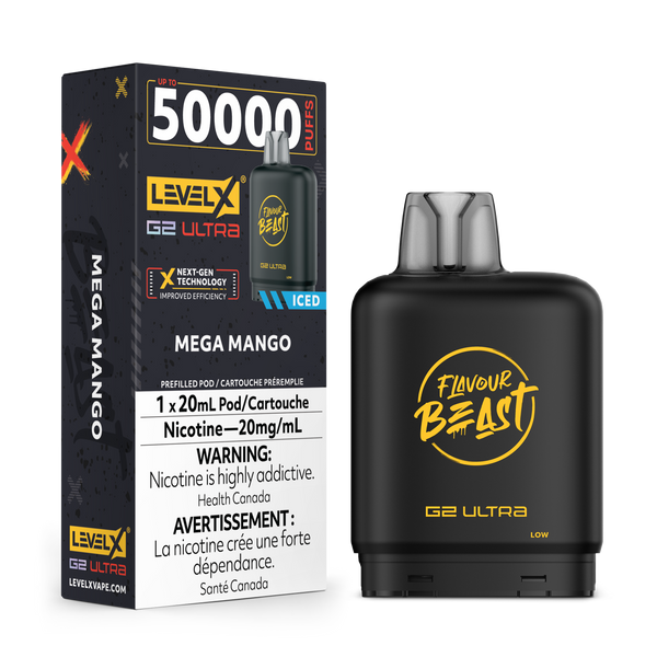 Flavour Beast Level X G2 Ultra Pod 50k Mega Mango Iced  20mL 20mg/ml (Provincial)