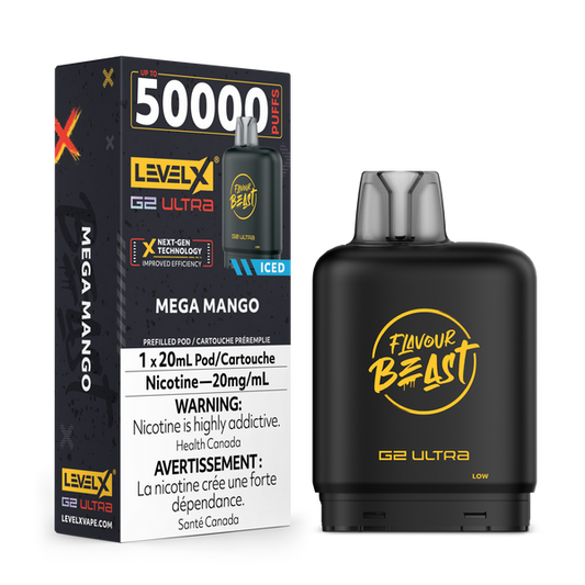 Flavour Beast Level X G2 Ultra Pod 50k Mega Mango Iced  20mL 20mg/ml (Provincial)