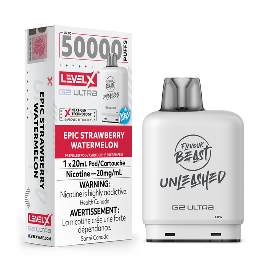 Flavour Beast Unleashed Level X G2 Ultra pod 50k Epic Strawberry Watermelon Iced 20mg/mL (Provincial)