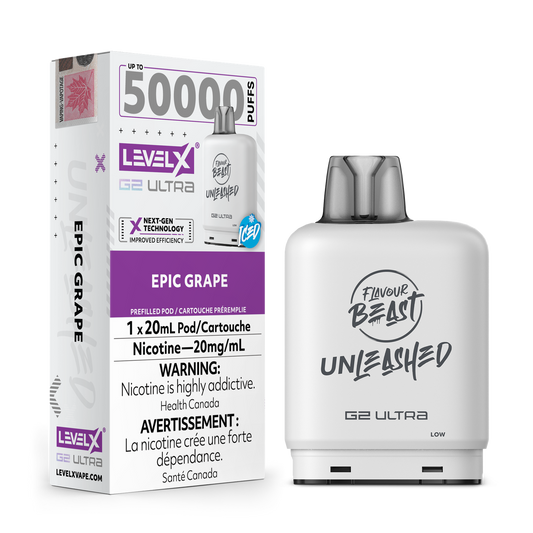 Flavour Beast Unleashed Level X G2 Ultra pod 50k Epic Grape Iced 20mg/mL (Provincial)