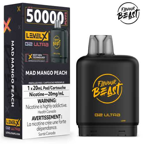 Flavour Beast Level X G2 Ultra Pod 50k Mad Mango Peach 20mL 20mg/ml (Provincial)