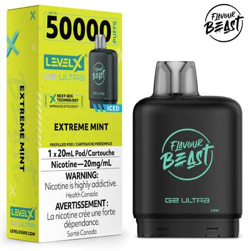 Flavour Beast Level X G2 Ultra Pod 50k Extreme Mint Iced  20mL 20mg/ml (Provincial)