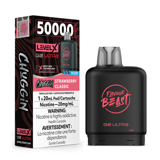 Flavour Beast Level X G2 Ultra Pod 50k Strawberry Classic Iced 20mL 20mg/ml (Provincial)