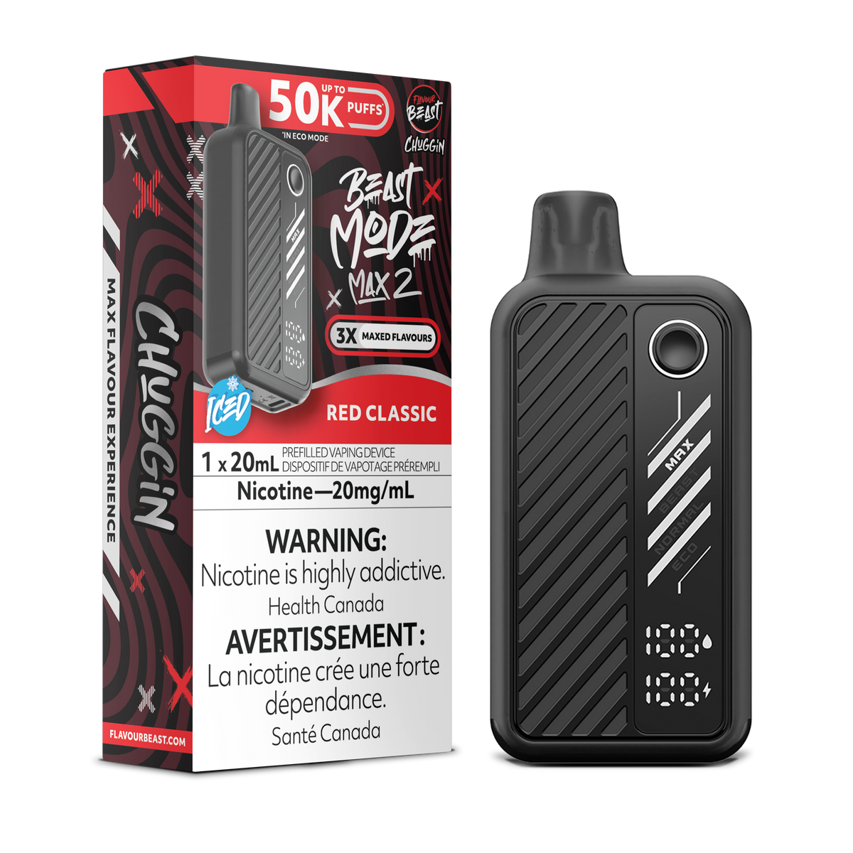 Flavour Beast Mode Max2 50K Red Classic Ice 20mg/mL Disposable (Provincial)