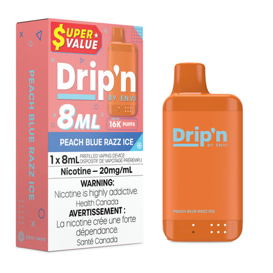 Drip’n by Envi 16K Peach Blue Razz Ice 20mg/ml Disposable (Provincial)