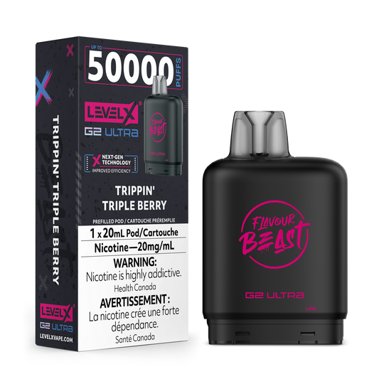 Flavour Beast Level X G2 Ultra Pod 50k Trippin’ Triple Berry  20mL 20mg/ml (Provincial)