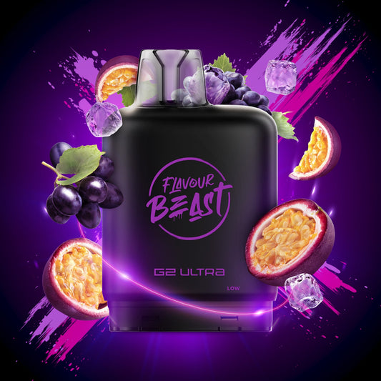 Flavour Beast Level X G2 Ultra Pod 50k Groovy Grape Passionfruit Iced  20mL 20mg/ml (Provincial)