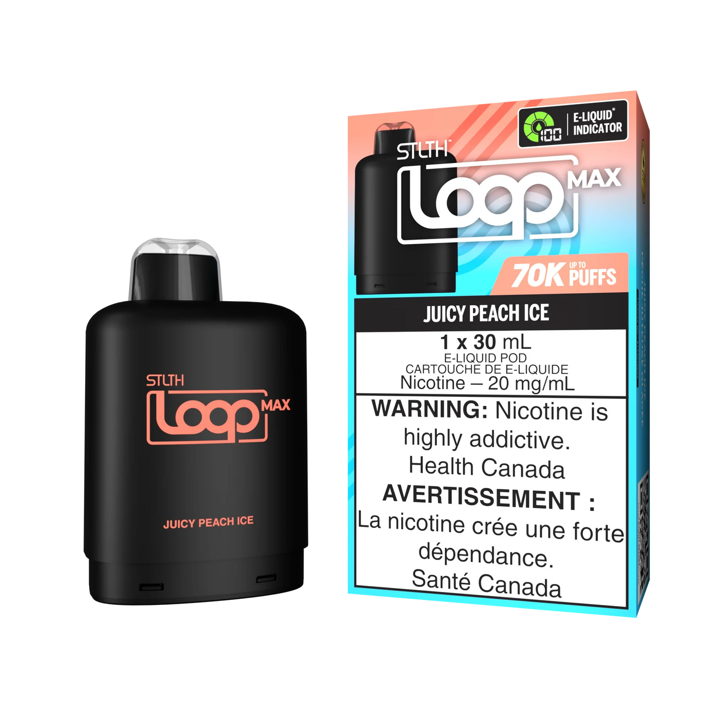 Stlth Loop Max Pod 70k Juicy Peach Ice 20mg/30mL ( provincial)