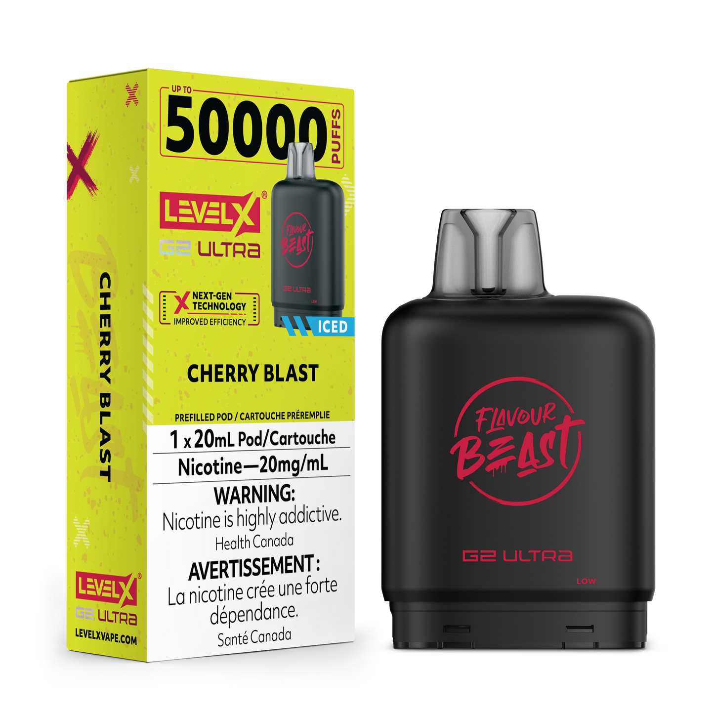 Flavour Beast Level X G2 Ultra Pod 50k Cherry Blast Iced 20mL 20mg/ml (Provincial)