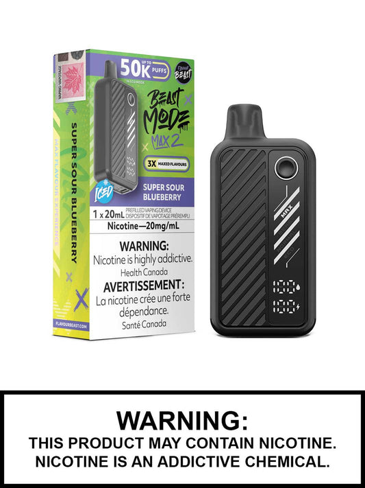 Flavour Beast Mode Max2 50K Super Sour Blueberry 20mg/mL Disposable (Provincial)