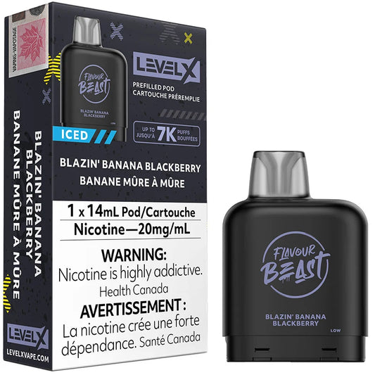 Flavour Beast LevelX pod Boost 25k Blazin Banana Blackberry  Iced 20mg/ml (Provincial)