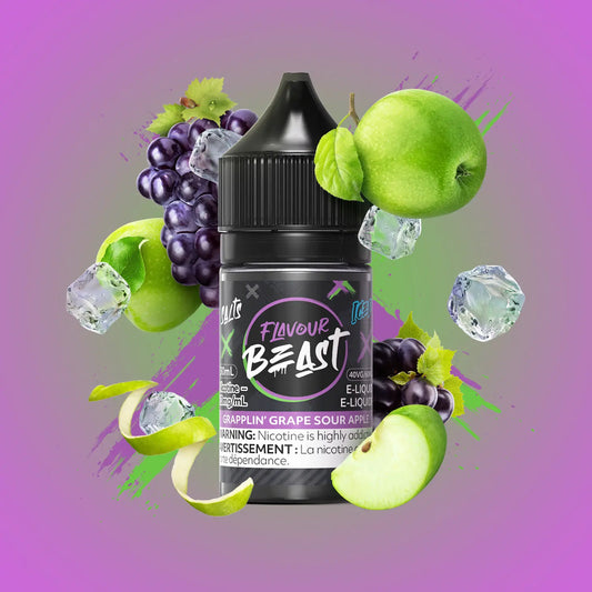 Flavour beast e-liquid Grapplin’ Grape Sour Apple Iced 10mg/ml 30ml  (Provincial)