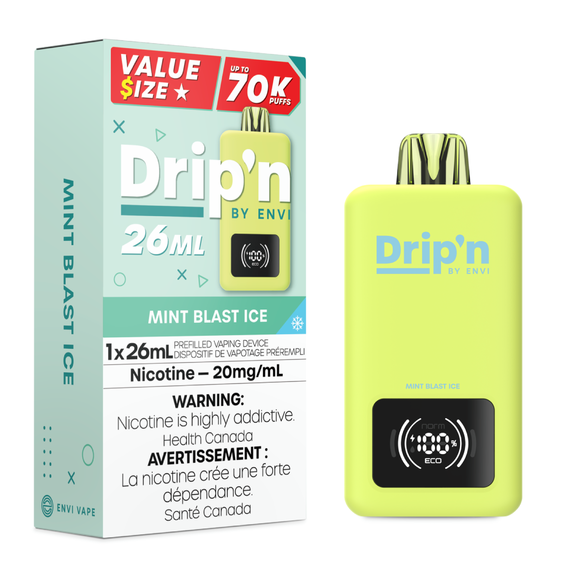 Drip’n 70k Mint Blast Ice 20mg/mL Disposable (Provincial)