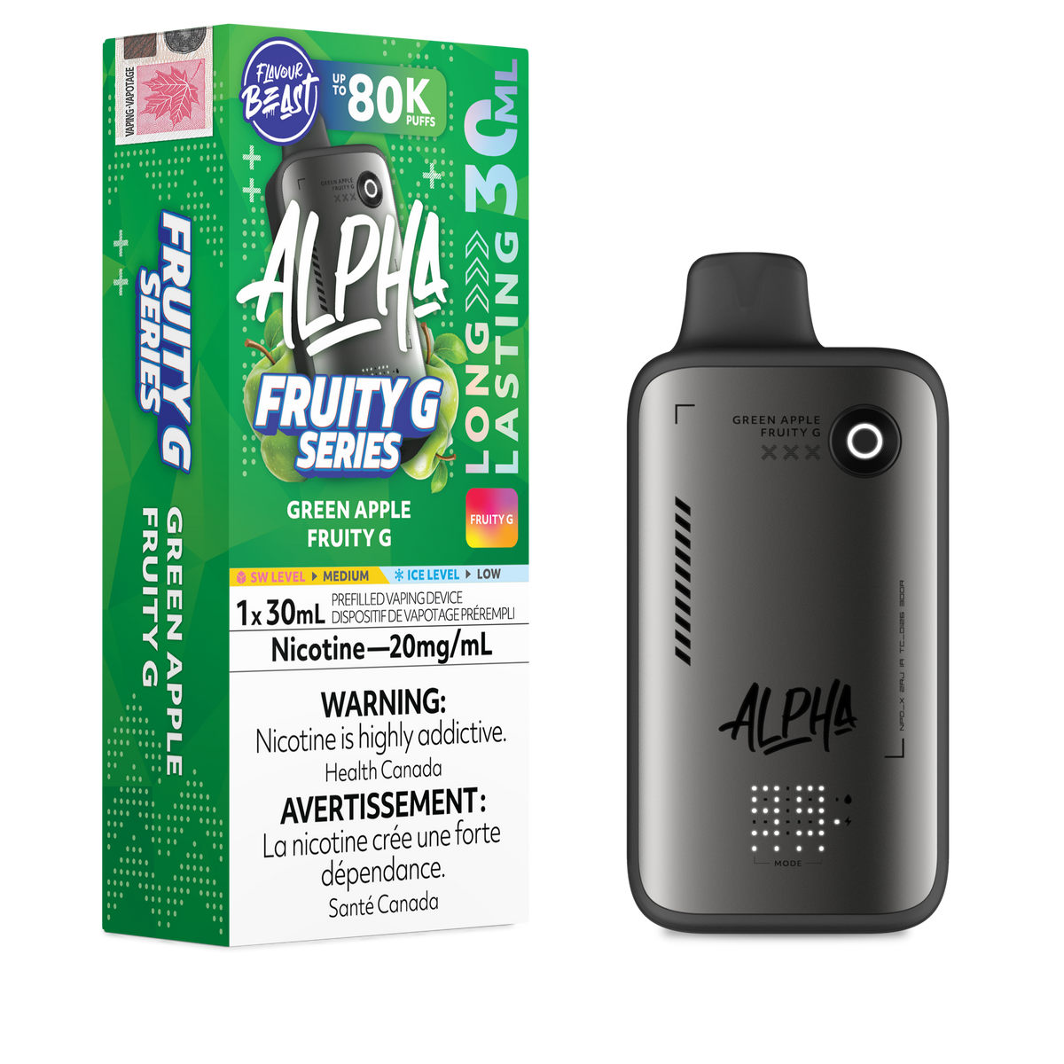 Flavour Beast Alpha Green Apple Fruity G 80K 20mg/ml disposable (Provincial)