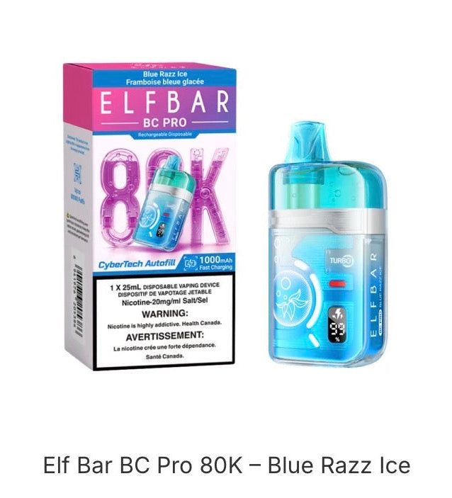 Elf Bar BC Pro 80k Blue Raz Ice 20mg/mL disposable (Provincial)