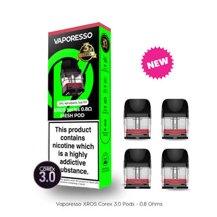 Vaporesso COREX 3.0 Xros Series 0.8 Ohm Mesh Replacement Pods (pack of 4, 2ml  )