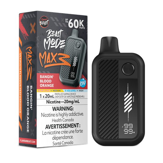 Flavour Beast Mode Max 3 60K Bangin’ Blood Orange Iced 20mg/mL disposable (Provincial)