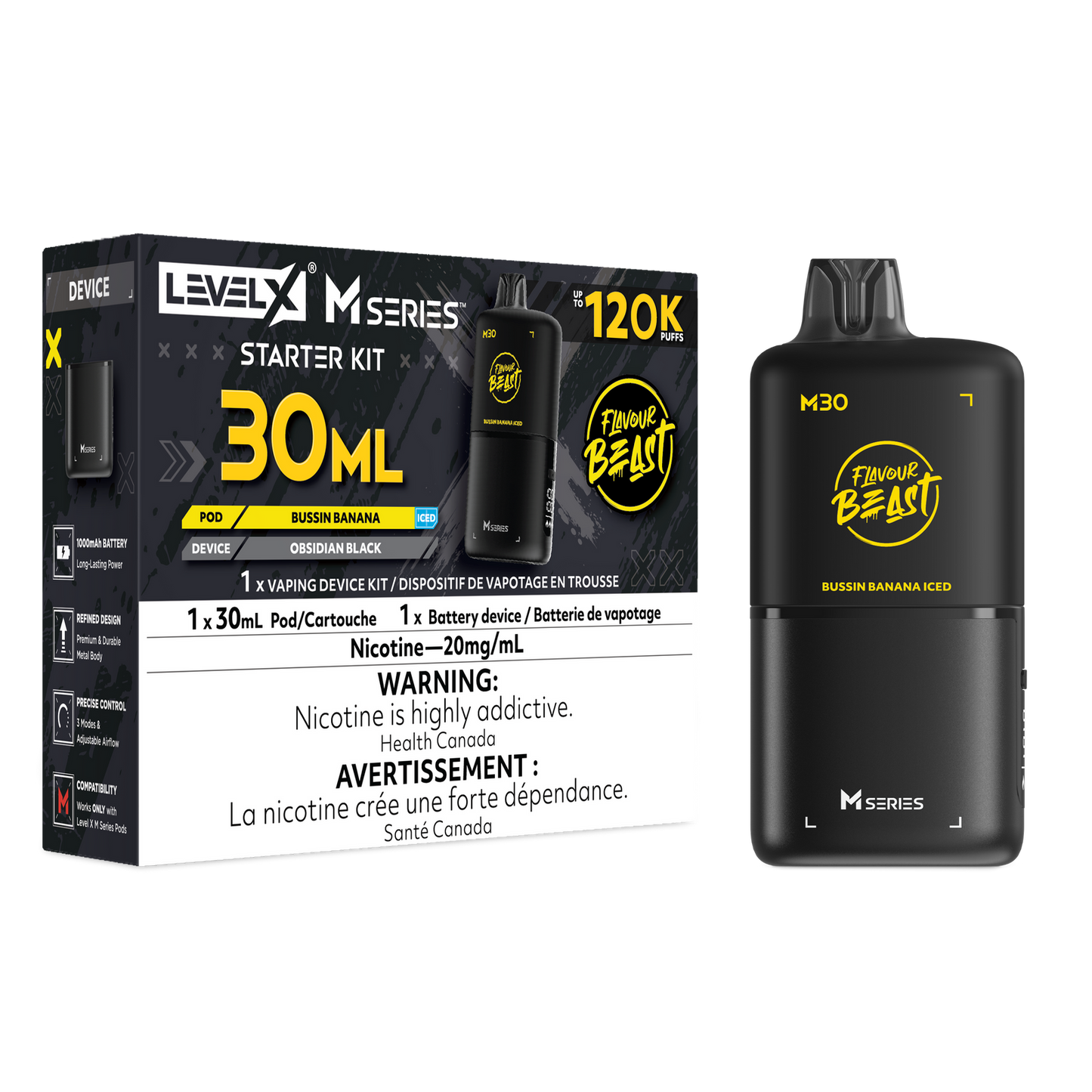 Level X M series starter kit 120k 20ml Bussin banana iced (Provincial)