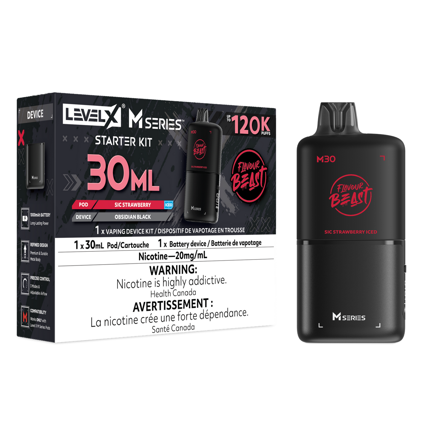 Level X M series starter kit 120k 20ml Sic strawberry iced  (Provincial)