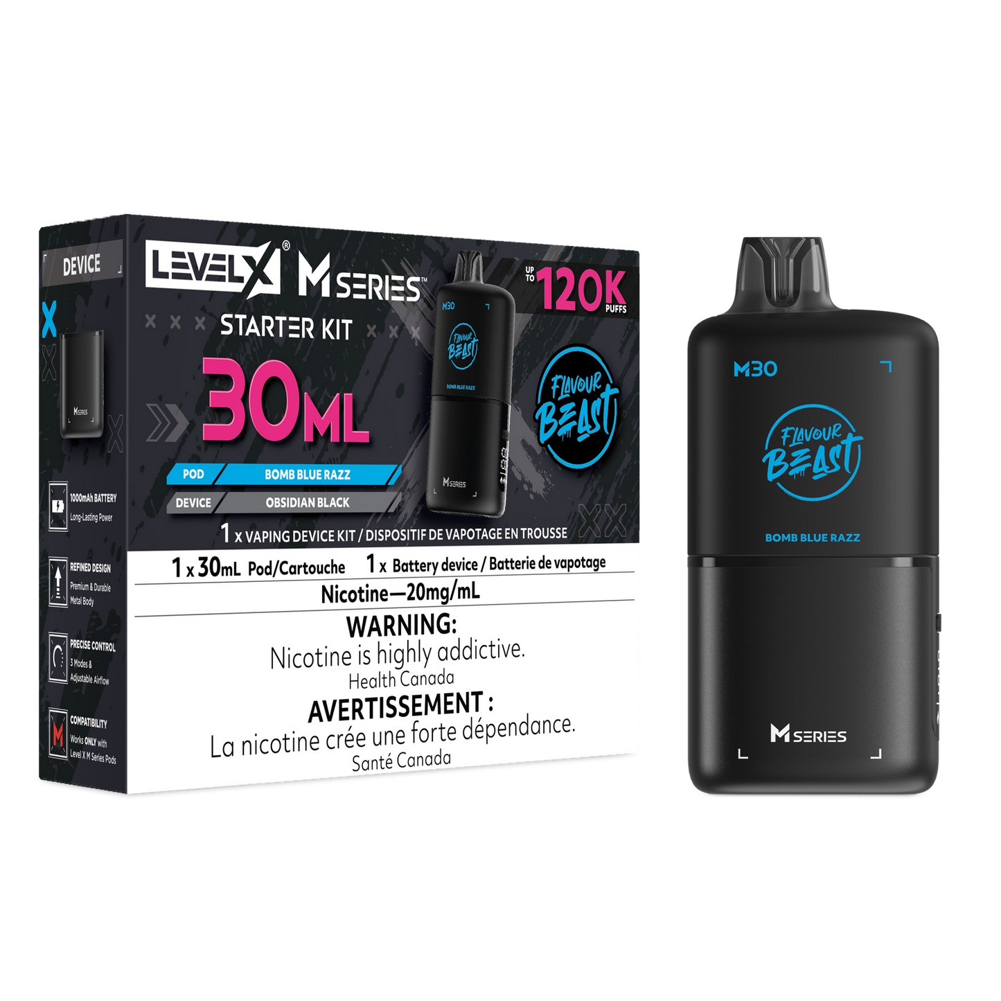 Level X M series starter kits 120k 20ml Bomb blue razz (Provincial)