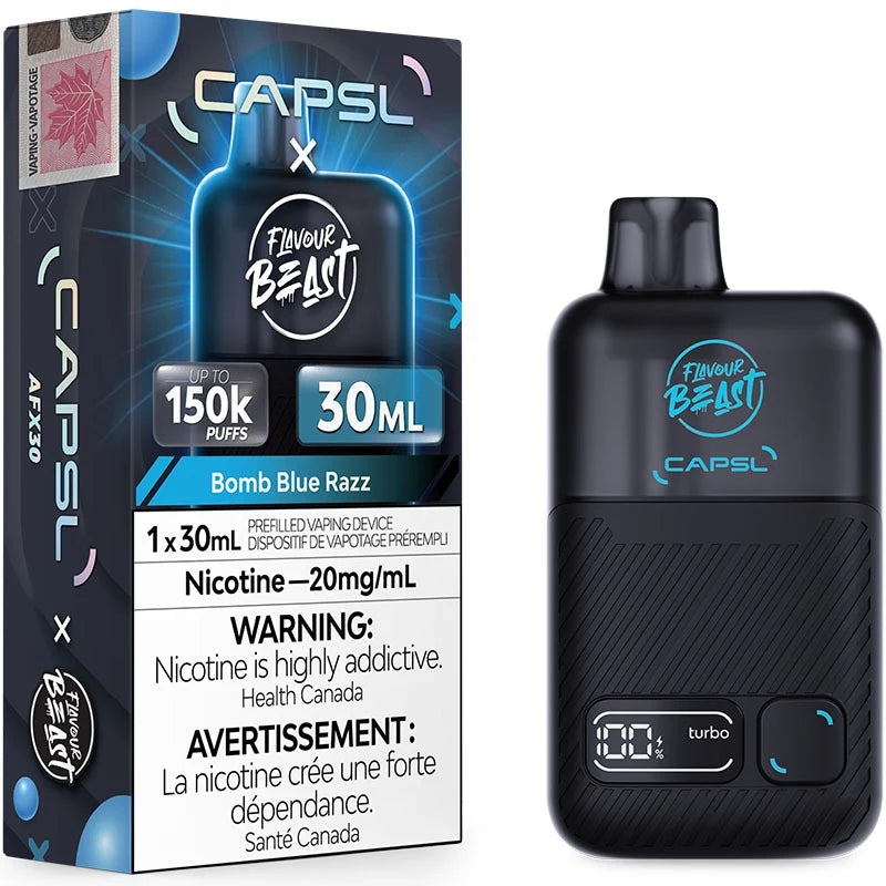 Capsl x Flavour Beast 150k Bomb Blue Razz 20mg/30ml Disposable (Provincial)