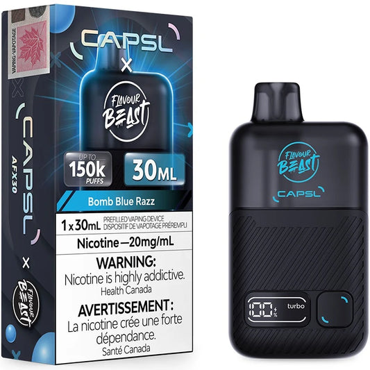 Capsl x Flavour Beast 150k Bomb Blue Razz 20mg/30ml Disposable (Provincial)