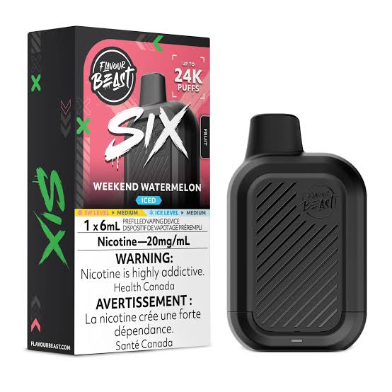 Flavour Beast SIX 24k Weekend Watermelon 20mg/ml Disposable (Provincial)